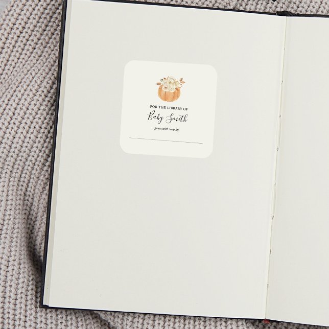 Rustic Autumn Baby Shower Bookplate Sticker (Creator Uploaded)