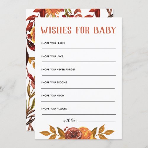 Rustic Autumn Baby Shower Wishes For Baby Invitation