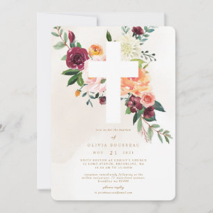 Rustic Autumn Baptism Christening Invitation