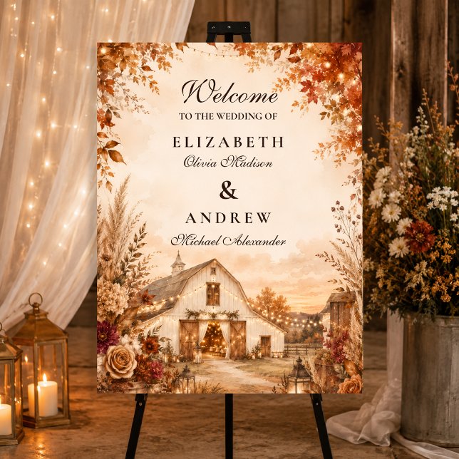 Rustic Autumn Barn Wedding Foam Board (Creator Uploaded)