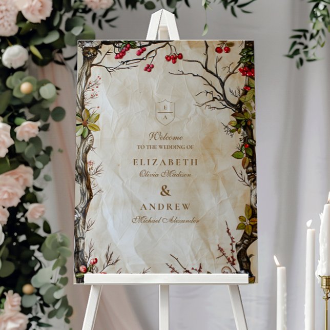 Rustic Autumn Berry Wedding Foam Board (Creator Uploaded)