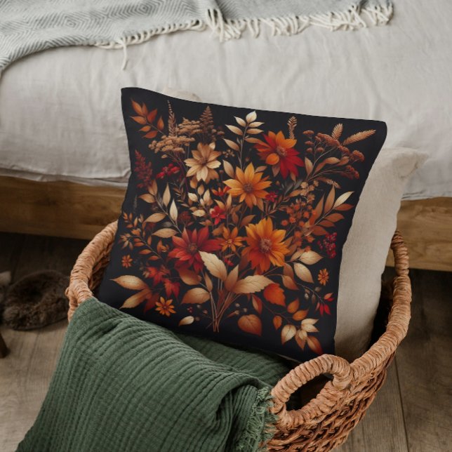 Rustic Autumn Bloom Throw Pillow (Creator Uploaded)