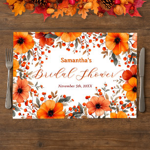 Rustic Autumn Blossom Bridal Shower Paper Placemat