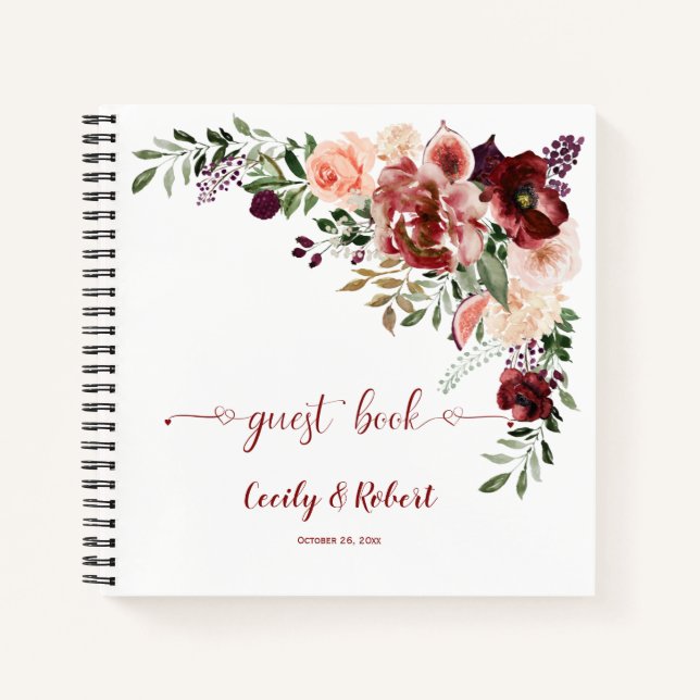 Rustic Autumn Boho Wedding Guest Book (Front)