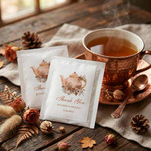 rustic autumn botanical fall wedding thank you  tea bag drink mix