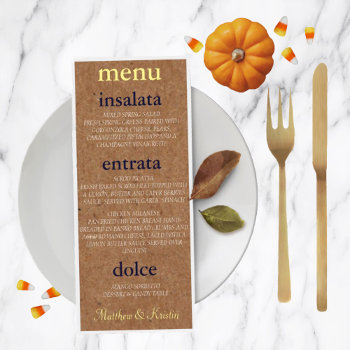 Rustic Autumn Bride Reception Shower Party Menu by Ohhhhilovethat at Zazzle