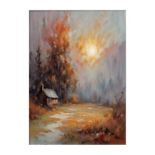 Rustic Autumn Cabin Landscape Fall Acrylic Print