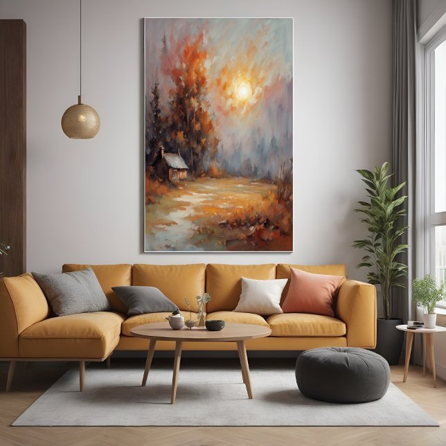 Rustic Autumn Cabin Landscape Fall Art Poster (Creator Uploaded)