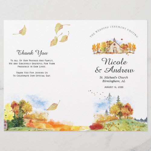 Rustic Autumn Chapel Wedding Program