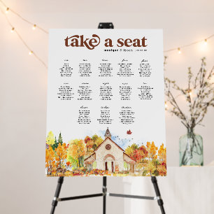 Rustic Autumn Chapel   Wedding Table Seating Foam Board