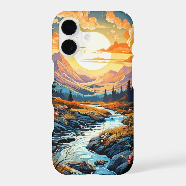 Rustic Autumn Countryside Illustration Art iPhone Case (Back)