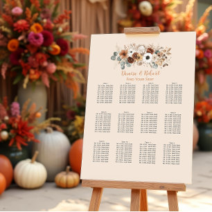 Rustic Autumn Dried Flowers Wedding Seating Chart Faux Canvas Print