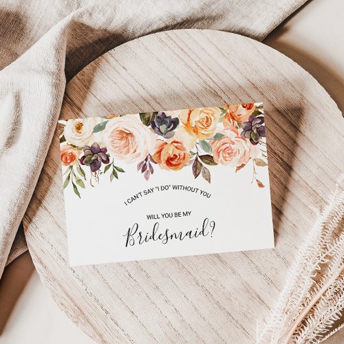 Rustic Autumn Elegant Floral Bridesmaid Invitation Postcard