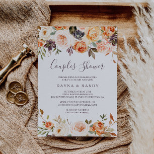 Rustic Autumn Elegant Floral Couples Shower Invitation