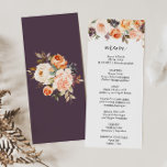 Rustic Autumn Elegant Floral Dinner Menu Card<br><div class="desc">This rustic autumn elegant floral dinner menu card is perfect for a simple wedding. The design depicts hand-drawn gold,  purple,  yellow,  and blush beautiful roses with green leaves,  inspiring the colorful beauty of autumn.
This menu can be used for a wedding reception,  rehearsal dinner,  bridal shower or any event.</div>