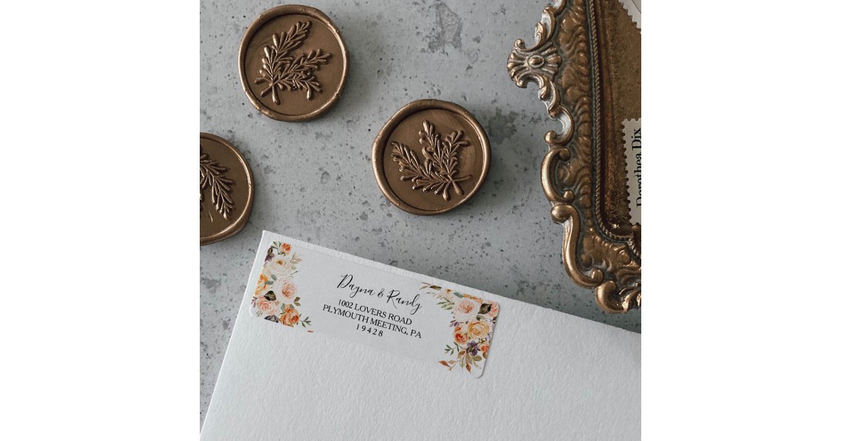 Rustic Autumn Elegant Floral Return Address Label | Zazzle