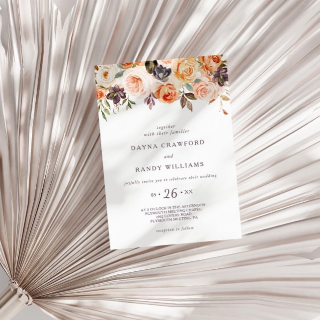 Rustic Autumn Elegant Floral Wedding Invitation (Creator Uploaded)