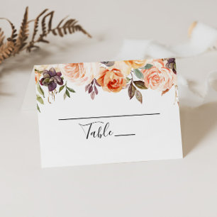 Rustic Autumn Elegant Floral Wedding Place Card