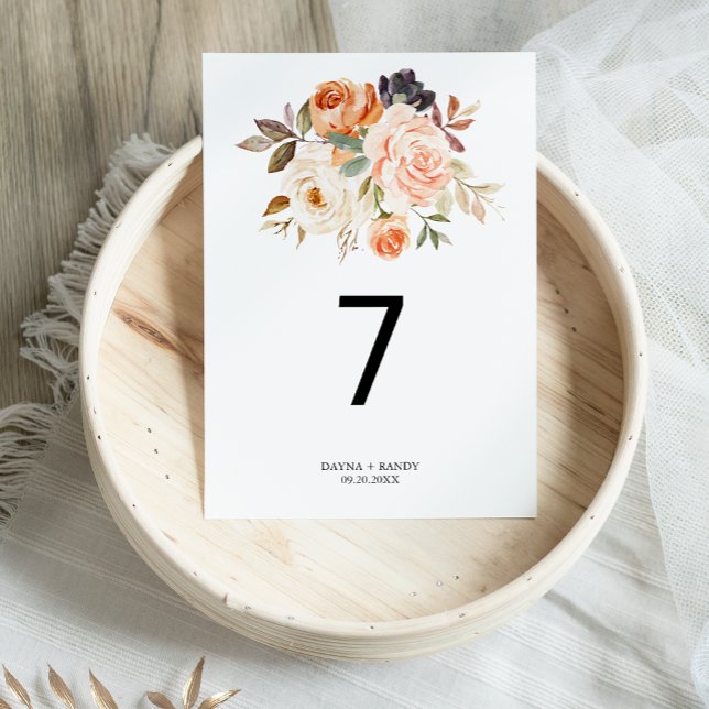 Rustic Autumn Elegant Floral Wedding Table Number (Creator Uploaded)