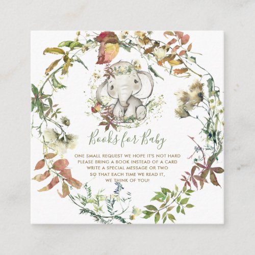 Rustic Autumn Elephant Baby Shower Bring a Book Enclosure Card