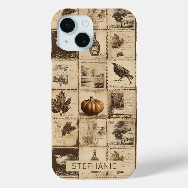 Rustic Autumn Ephemera Collage | Warm Earthy (2) Case-Mate iPhone Case (Back)