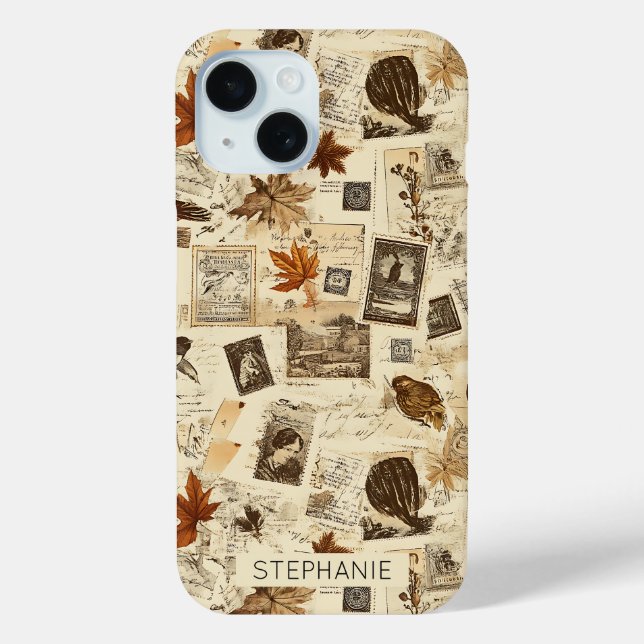 Rustic Autumn Ephemera Collage | Warm Earthy Case-Mate iPhone Case (Back)