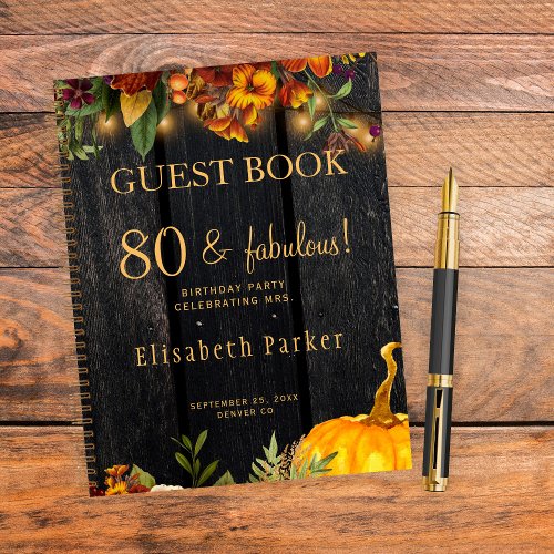 Rustic autumn fall any age birthday guest book
