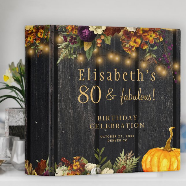 Rustic autumn fall any age personalized birthday 3 ring binder (Creator Uploaded)