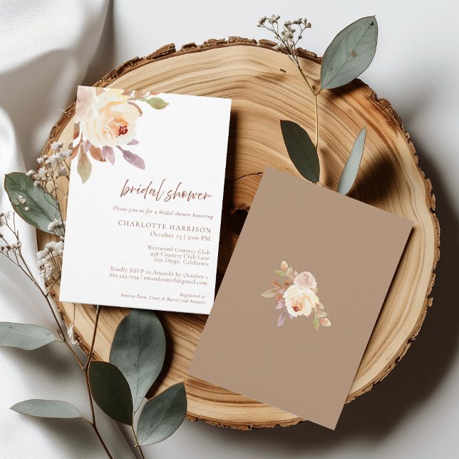 Rustic Autumn Fall Floral Bridal Shower Invitation (Creator Uploaded)