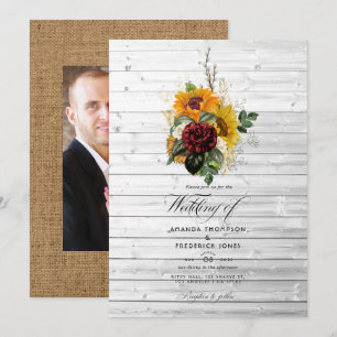 Rustic Autumn - Fall Floral Country Barn Wedding Invitation