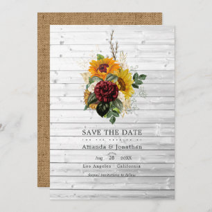 Rustic Autumn - Fall Floral Country Barn Wedding Save The Date