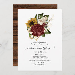 Rustic Autumn - Fall Floral Engagement Party Invitation