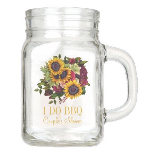 Rustic autumn fall floral I DO BBQ couples shower Mason Jar