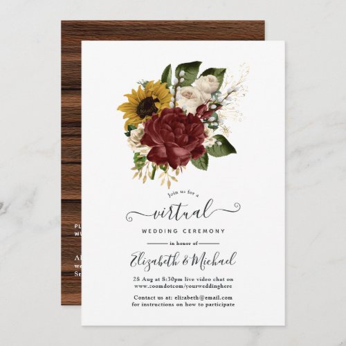 Rustic Autumn _ Fall Floral Online Virtual Wedding Invitation