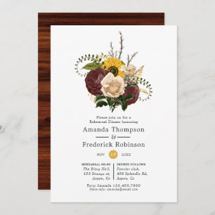 Rustic Autumn - Fall Floral Rehearsal Dinner Invitation