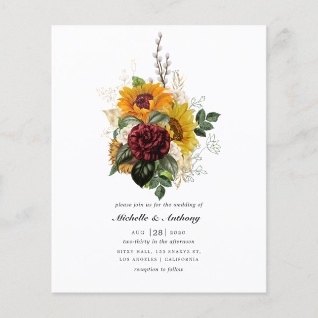 Rustic Autumn - Fall Floral Wedding Invitation Flyer (Front)
