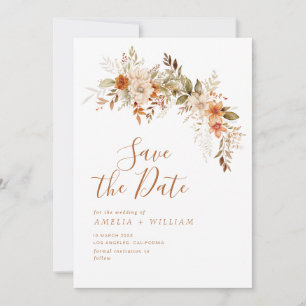 rustic autumn fall floral wedding save the date