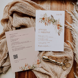rustic autumn fall florals wedding Invitation