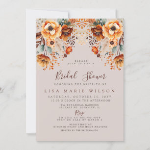 Rustic Autumn Fall Foliage Fall Bridal Shower Invitation