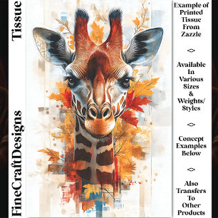Rustic Autumn Fall Giraffe Portrait DE3 Decoupage Tissue Paper