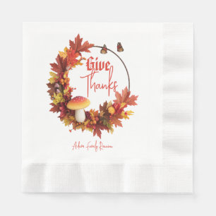 Rustic Autumn Fall Give Thanks Napkins
