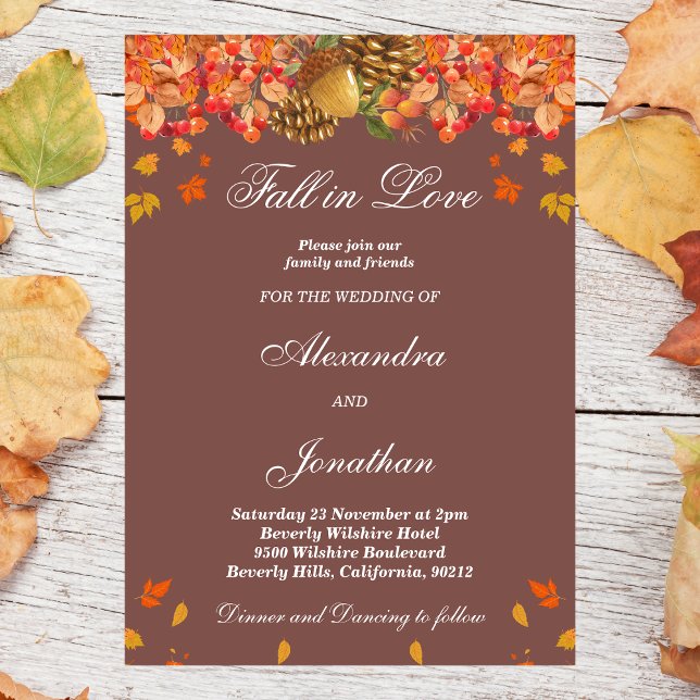 Rustic Autumn Fall in Love Wedding Invitation (Creator Uploaded)