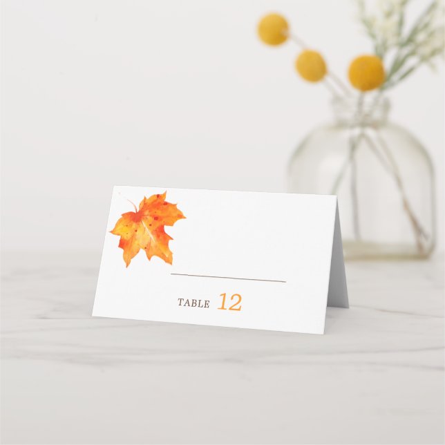 Rustic Autumn Fall in Love Wedding Place Card (Front)