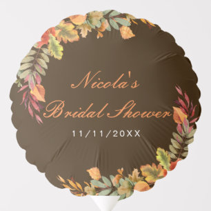 Rustic Autumn Fall Leaves Bridal Shower Balloon