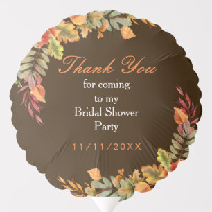 Rustic Autumn Fall Leaves Bridal Shower Balloon