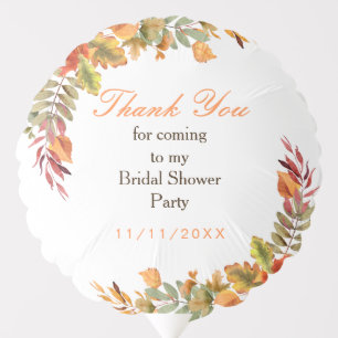 Rustic Autumn Fall Leaves Bridal Shower Balloon