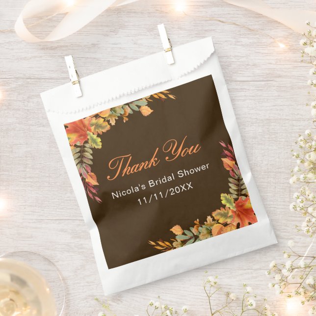 Rustic Autumn Fall Leaves Bridal Shower Favor Bag (Clipped)