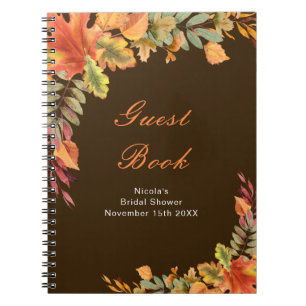 Rustic Autumn Fall Leaves Bridal Shower Guest Book
