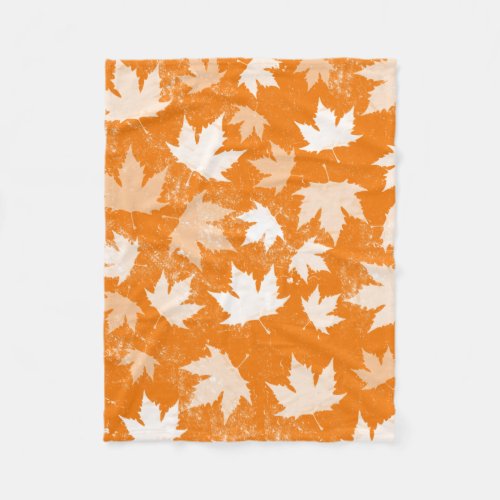 Rustic Autumn Fall Leaves Pattern Fleece Blanket