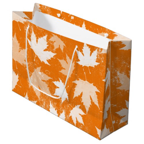 Rustic Autumn Fall Leaves Pattern Large Gift Bag